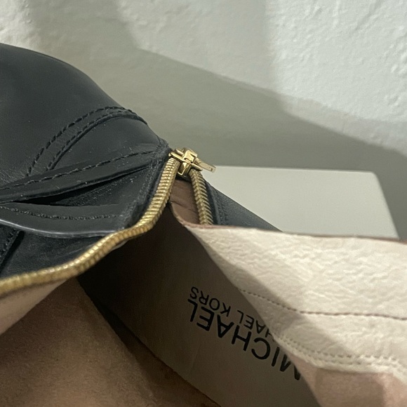 Michael Kors Stockard Two Tone Black Mocha/Brown Leather Platform Heel Boots 6M - Picture 10 of 14